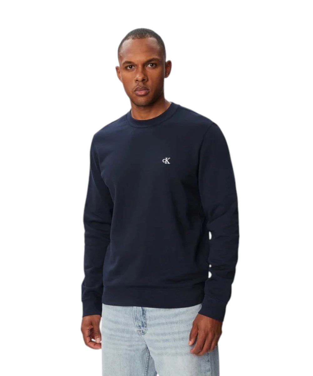 Calvin Klein - Ανδρική Μακρυμάνικη Φούτερ 350Terry Monogram Crewneck LV04RG275G-CEF Μπλε Σκούρο