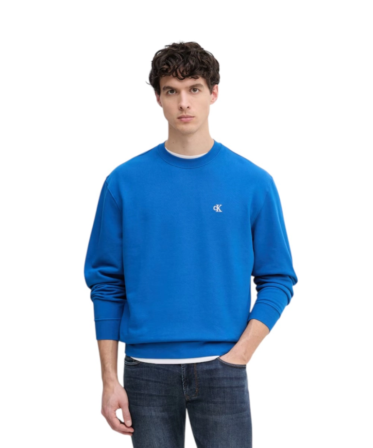 Calvin Klein - Ανδρική Μακρυμάνικη Φούτερ French Terry Woven Label Hoodie LV04RG269G-2ZU Μπλε