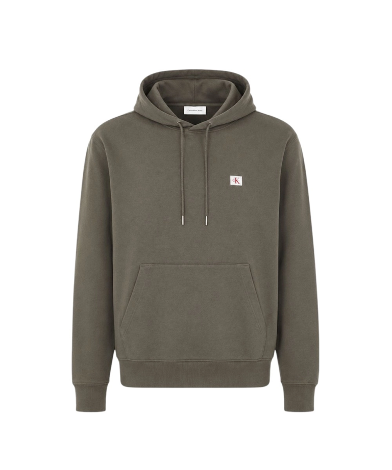 Calvin Klein - Ανδρική Μακρυμάνικη Φούτερ French Terry Woven Label Hoodie LV04RG269G-LDY Λαδί