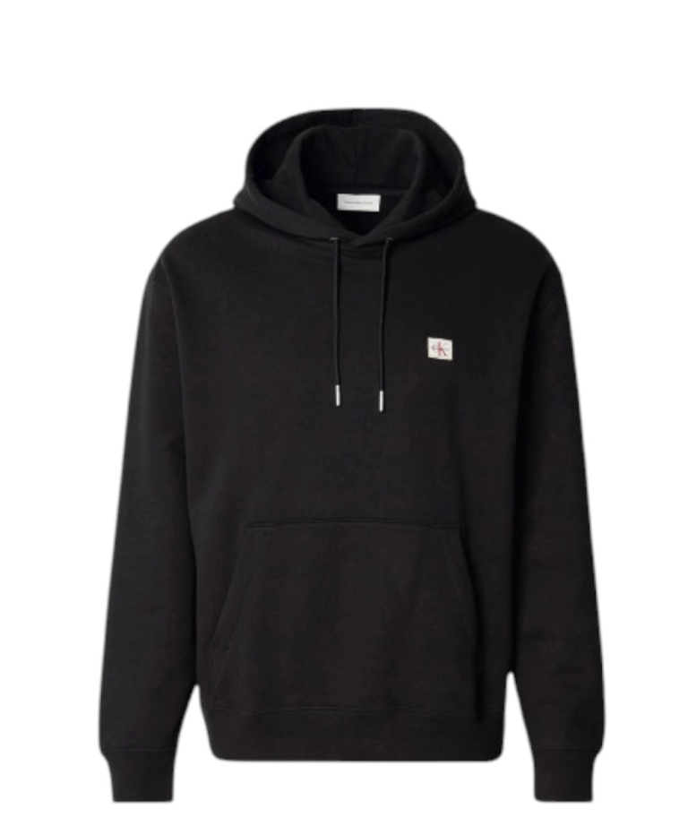 Calvin Klein - Ανδρική Μακρυμάνικη Φούτερ French Terry Woven Label Hoodie LV04RG269G-UB1 Μαύρο