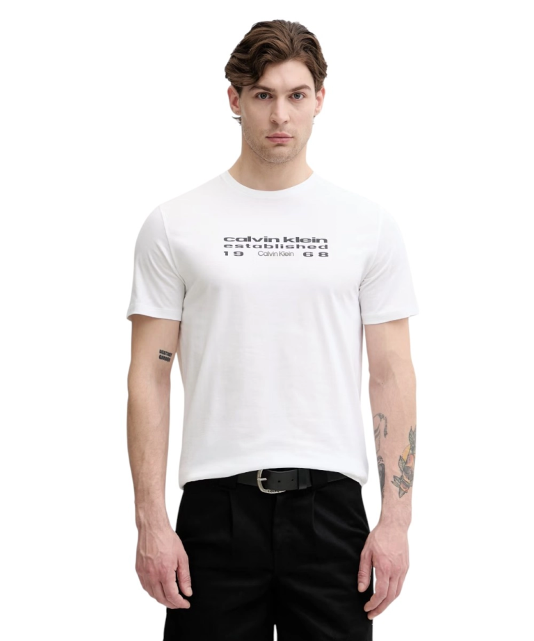 Calvin Klein - Ανδρικό T-shirt SS 30s EU Regular Fit LV04RG800G-YAF Λευκό