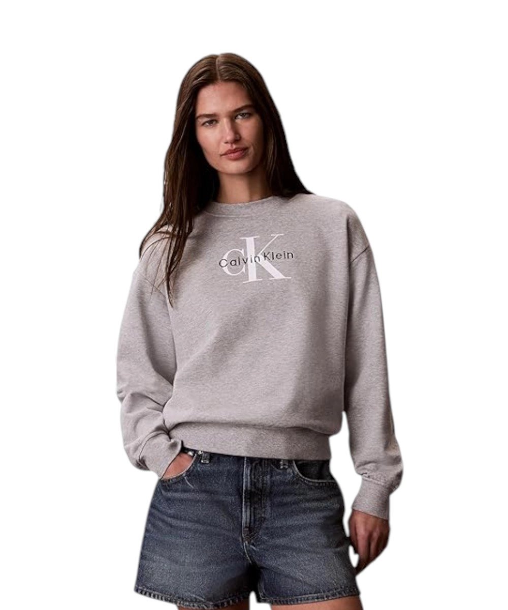 Calvin Klein - Γυναικείο Φούτερ Ls French Terry Monologo Crew LV047G823G-P79 Γκρι
