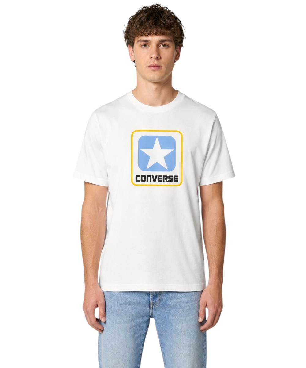 Converse - Ανδρικό T‑shirt Casual Box Logo CVM5T179-100 Λευκό