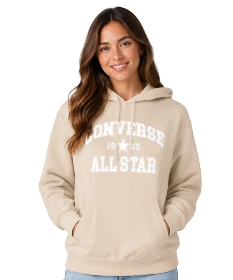 Converse - Γυναικεία Μπλούζα Φούτερ Standard Fit CVW6H113-127 Εκρού