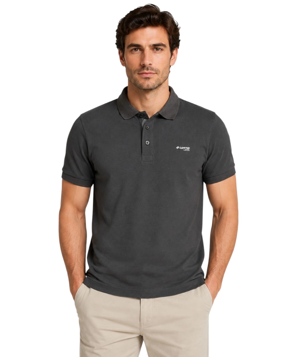 Lotto - Ανδρικό Κοντομάνικο Αθλητικό T-Shirt Polo Athletic Casual LO61520M-0002 Μαύρο
