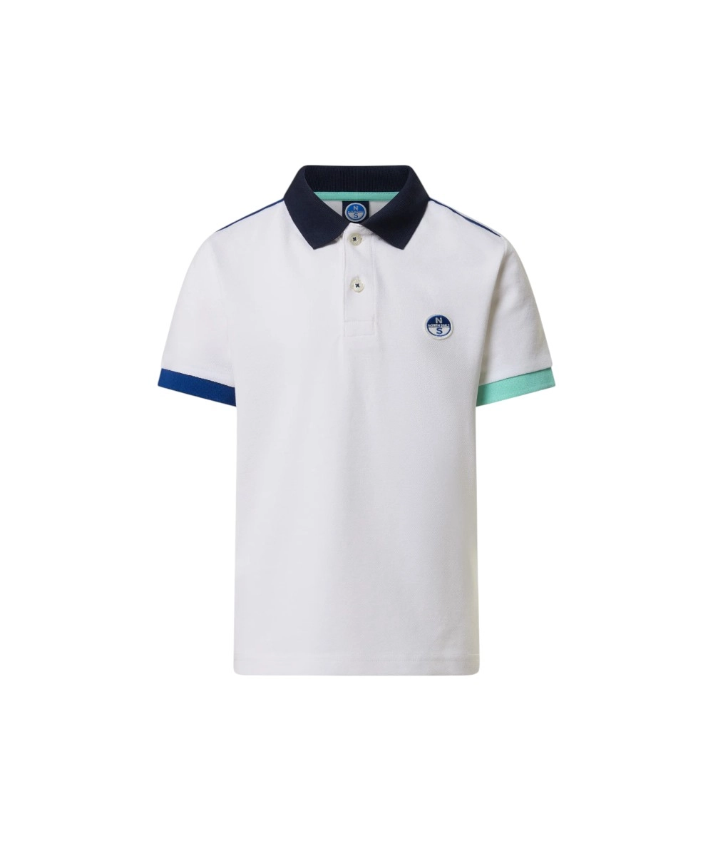 North Sails - Παιδικό Κοντομάνικο Μπλουζάκι Polo Mismatch Cuffs 794491-000-0101 Λευκό