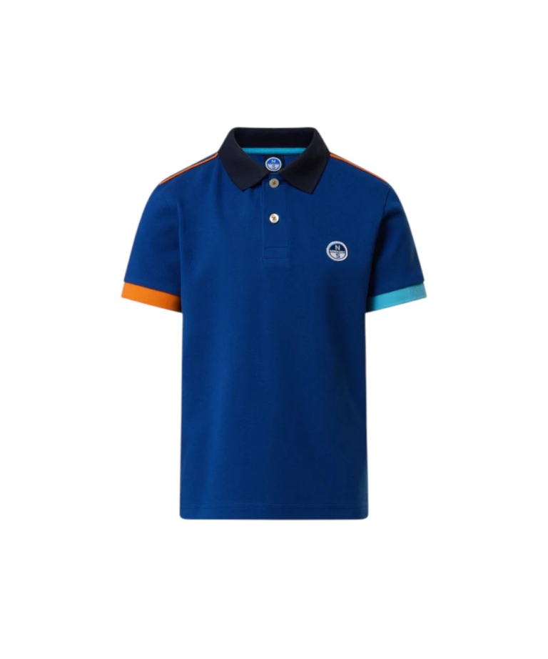 North Sails - Παιδικό Κοντομάνικο Μπλουζάκι Polo Mismatch Cuffs 794491-000-0790 Μπλε