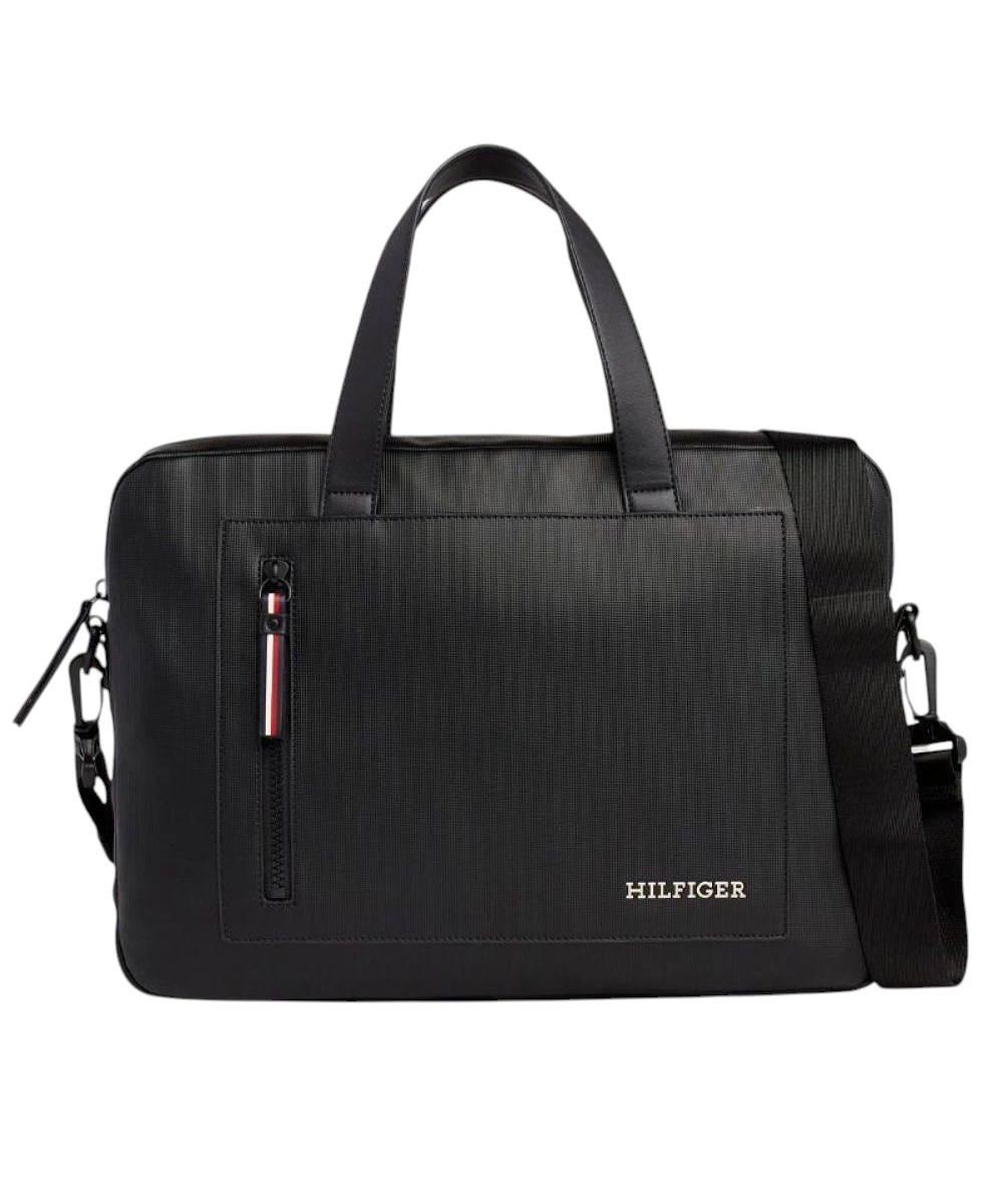 Tommy Hilfiger - Ανδρική Τσάντα Χαρτοφύλακας Pique Slim AM0AM11784-BDS Μαύρο