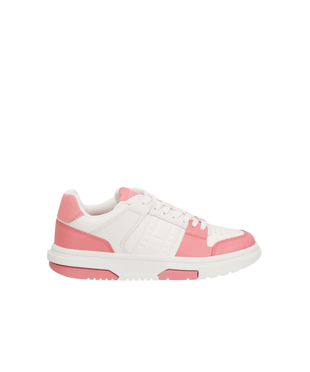 Tommy Hilfiger - Γυναικεία Sneakers Brooklyn Leather Trainers EN0EN02783-TIG Λευκό/Ροζ