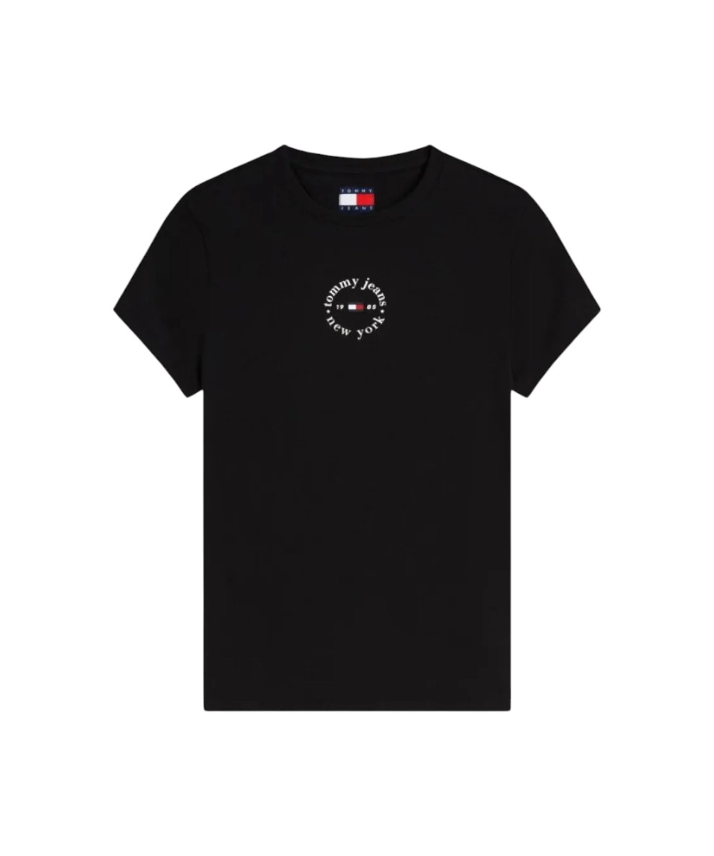 Tommy Hilfiger - Γυναικείο T-shirt Slim Essential Logo Rib DW0DW22807-BDS Μαύρο