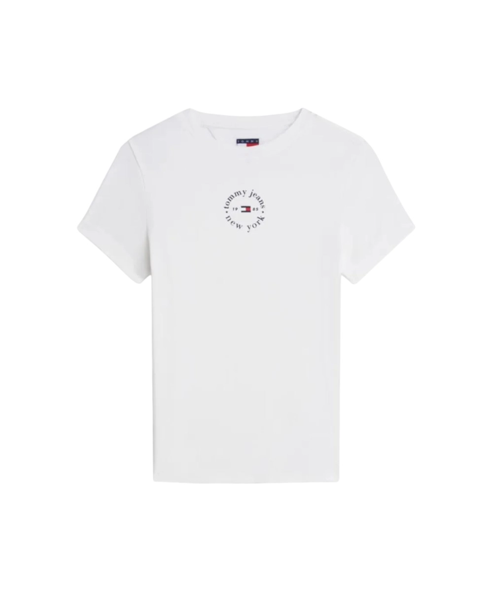 Tommy Hilfiger - Γυναικείο T-shirt Slim Essential Logo Rib DW0DW22807-YBL Λευκό