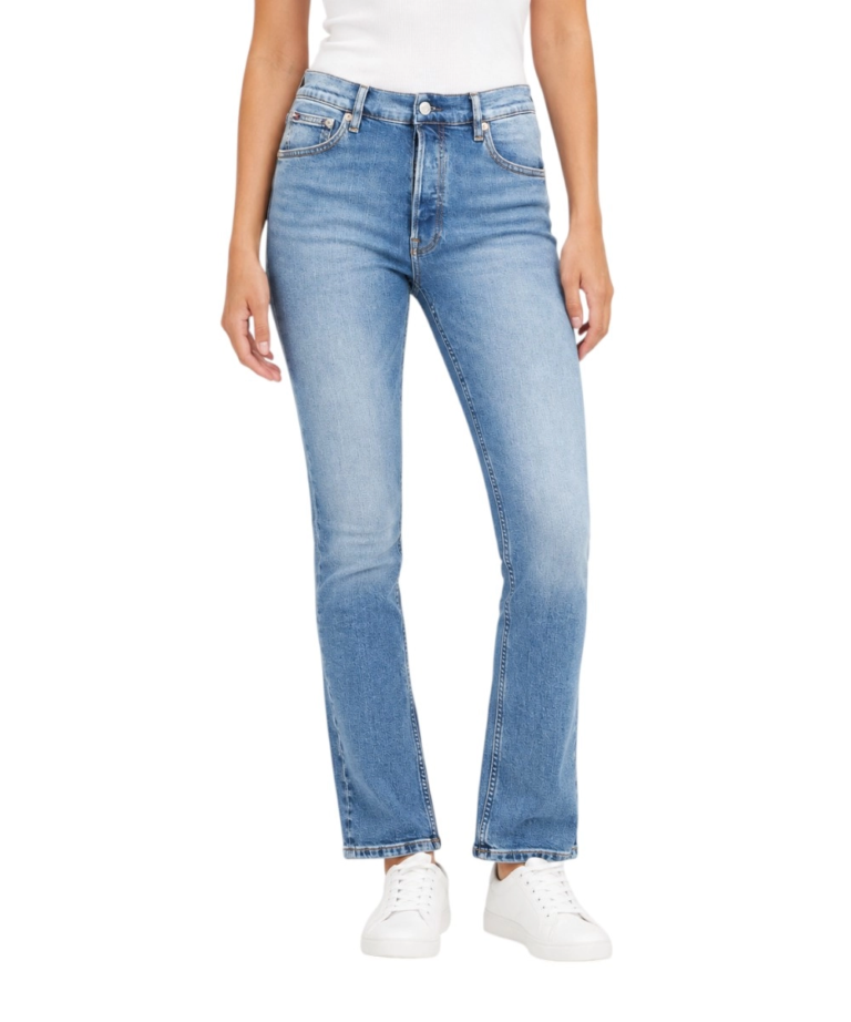 Tommy Hilfiger - Γυναικείο Παντελόνι Τζιν Mid Slim Embroidery DW0DW22406-1A5 Μπλε Ανοιχτό