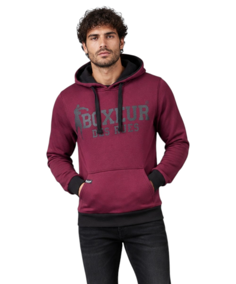 Boxeur Des Rues - Ανδρική Μπλούζα Φούτερ με Κουκούλα BXM0404350AY-TAWNYP Μπορντό