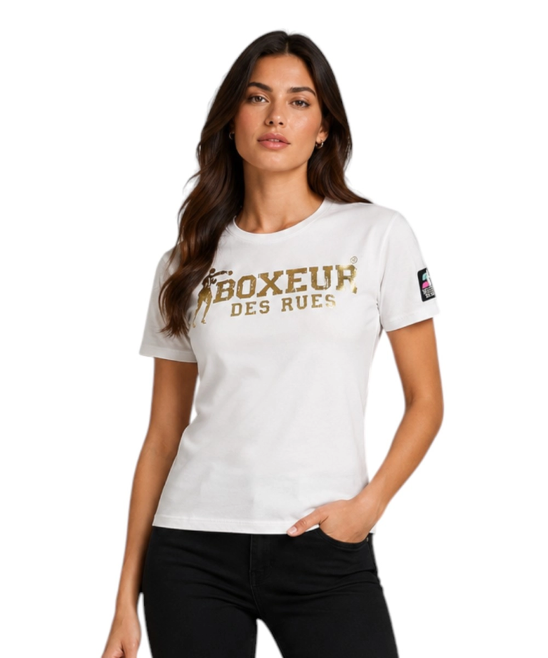 Boxeur Des Rues - Γυναικείο Κοντομάνικο Μπλουζάκι T-Shirt BXW0200605AY-WHIGOL Λευκό