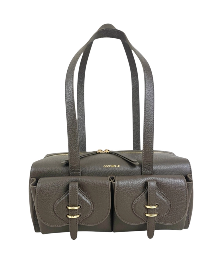 Coccinelle - Γυναικεία τσάντα Ώμου Mavery Pocket Bauletto E1VGK120301-W25 Καφέ/Γκρι