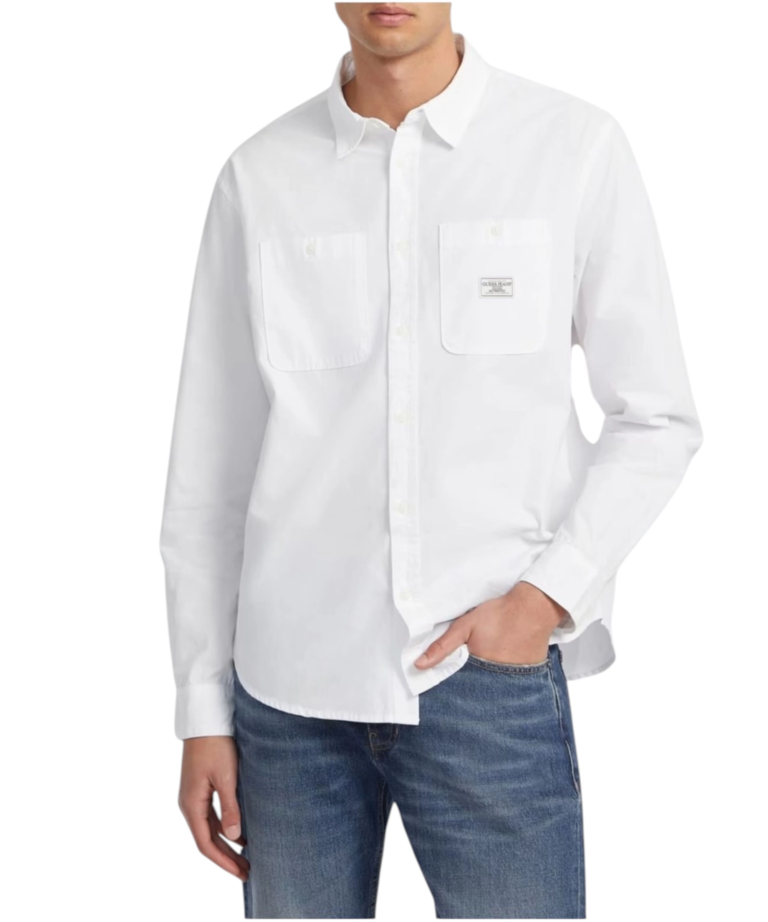 Guess Jeans - Ανδρικό Μακρυμάνικο Πουκάμισο M4YH37WGCF1-G011 Λευκό