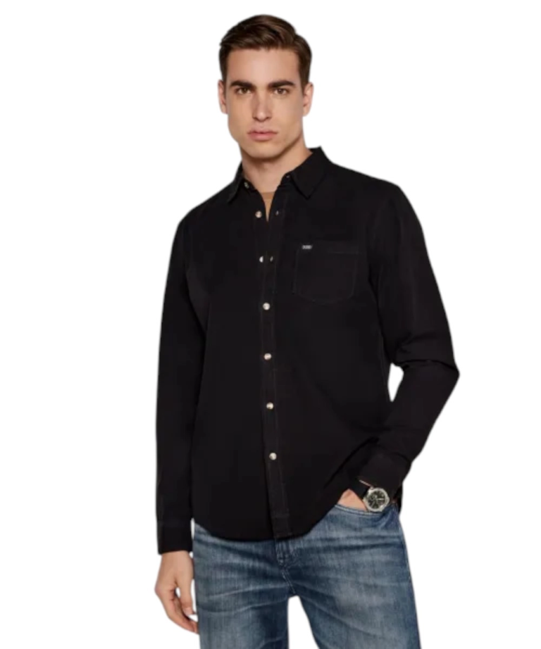 Guess Jeans - Ανδρικό Πουκάμισο M4YH35WGCF1-JBLK Μαύρο