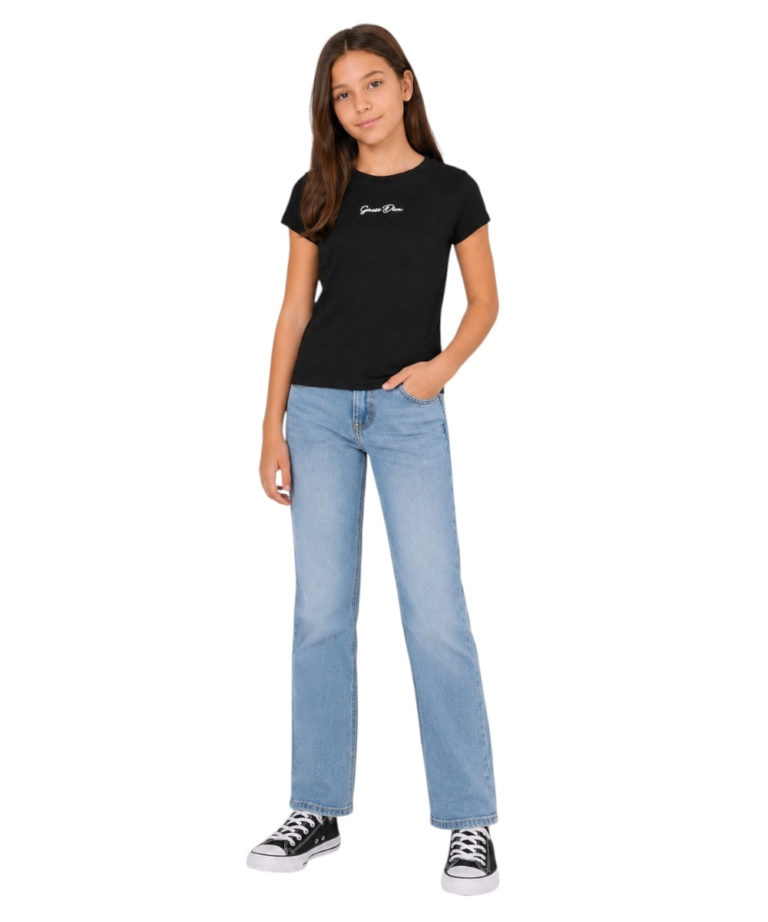 Guess Jeans - Παιδικό Κοντομάνικο Μπλουζάκι J6YI41K4760-JBLK Μαύρο