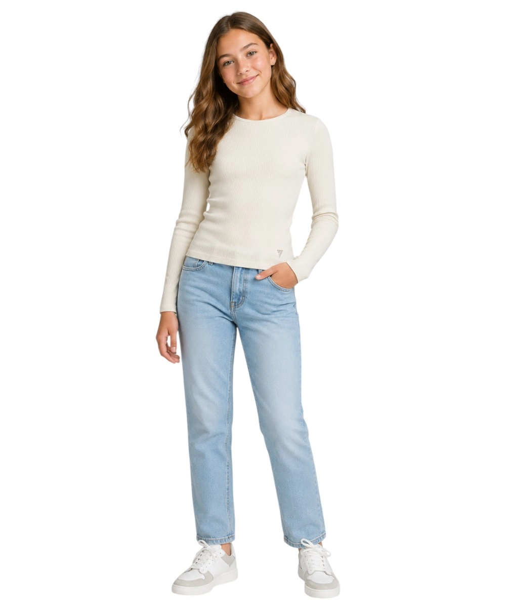 Guess Jeans - Παιδικό Μπλουζάκι Μακρυμάνικο Viscose Rib Ls T-shi J6YI15K3722-G011 Λευκό