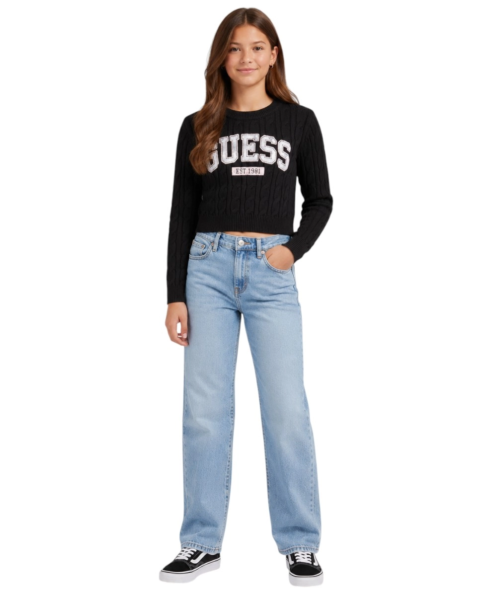 Guess Jeans - Παιδικό Πλεκτό Μπλουζάκι J6YR11Z0843-JBLK Μαύρο