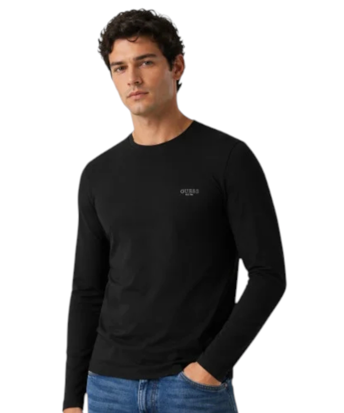 Guess - Ανδρική Μακρυμάνικη Μπλούζα T-Shirt M6YI28K3733-JBLK Μαύρο