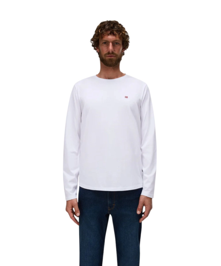 Napapijri - Ανδρική Μακρυμάνικη Μπλούζα T-Shirt NP0A4HN7-002 Λευκό