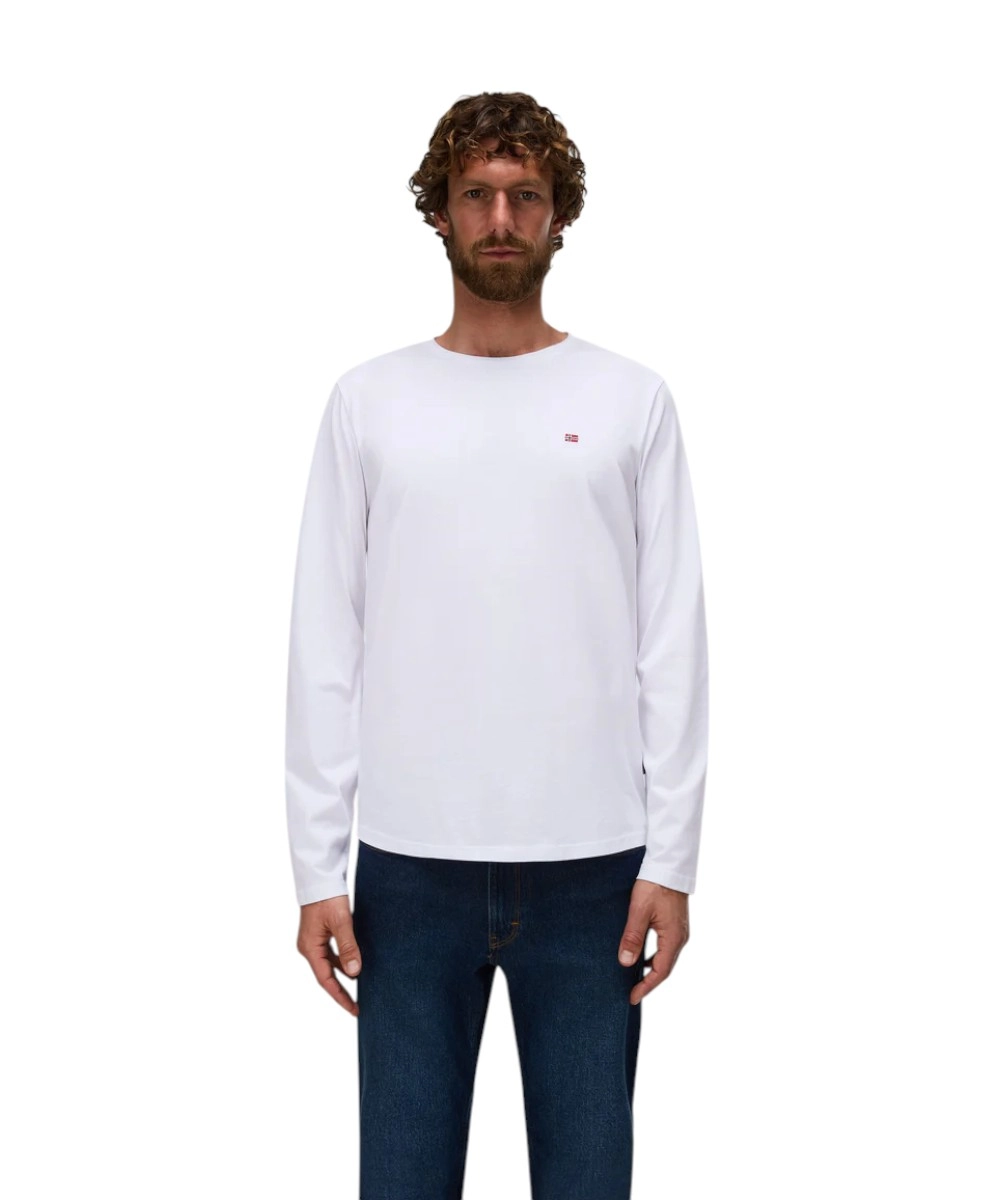 Napapijri - Ανδρική Μακρυμάνικη Μπλούζα T-Shirt NP0A4HN7-002 Λευκό