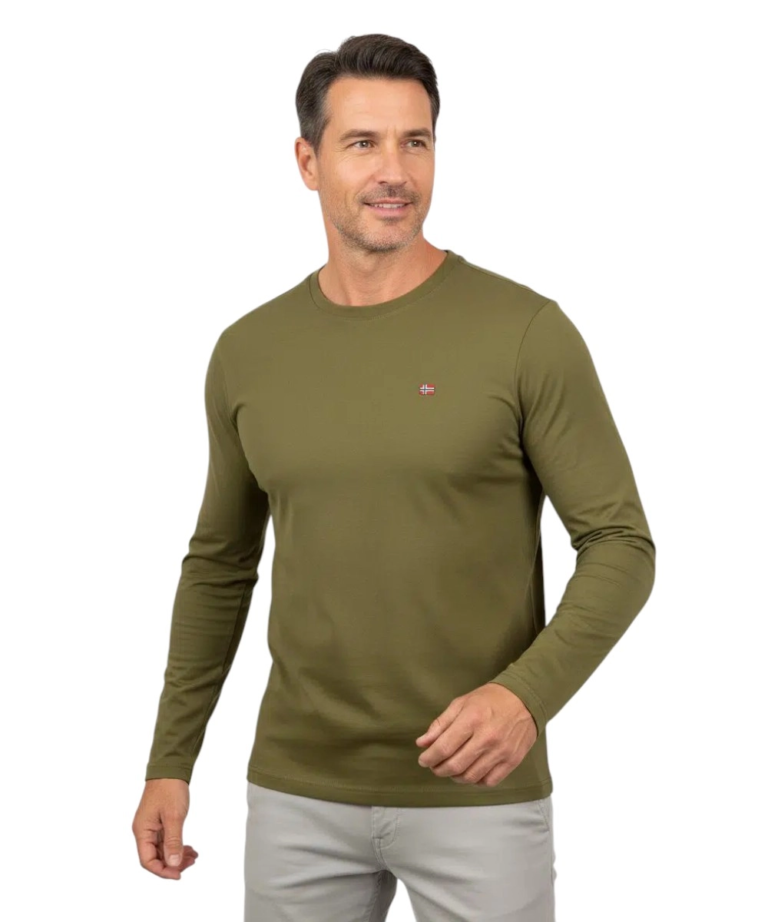 Napapijri - Ανδρική Μακρυμάνικη Μπλούζα T-Shirt NP0A4HN7-G3A Λαδί
