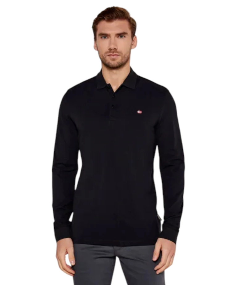 Napapijri - Ανδρική Μακρυμάνικη Μπλούζα T-Shirt Polo NP0A4I8Q-041 Μαύρο