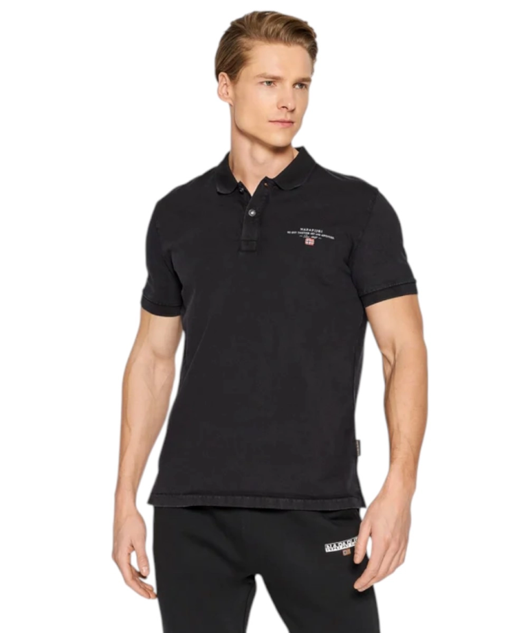 Napapijri - Ανδρική Μπλούζα Κοντομάνικη Polo Elbas Regular Fit NP0A4GB4-041 Μαύρο