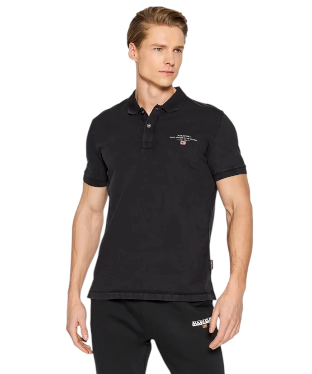 Napapijri - Ανδρική Μπλούζα Κοντομάνικη Polo Elbas Regular Fit NP0A4GB4-041 Μαύρο