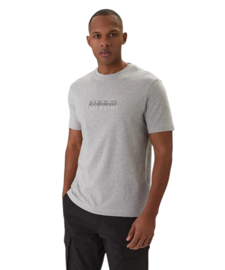 Napapijri - Ανδρική Μπλούζα Κοντομάνικη S-Box Logo NP0A4IFL-795 Γκρι