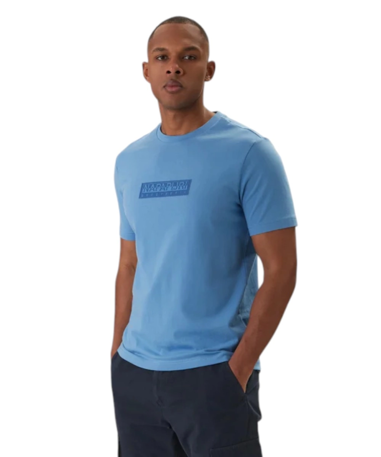 Napapijri - Ανδρική Μπλούζα Κοντομάνικη S-Box Logo NP0A4IFL-B9A Γαλάζιο