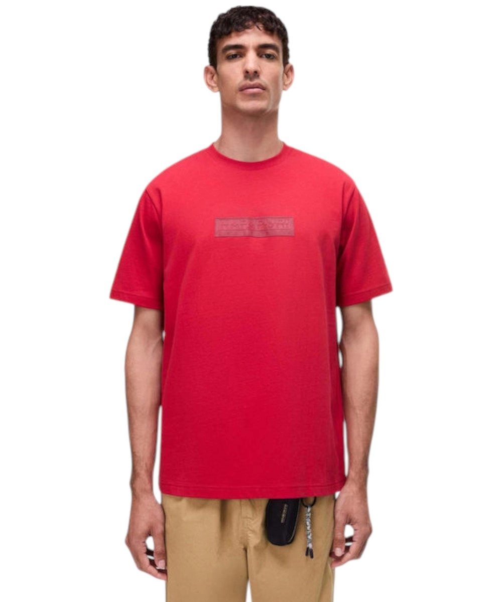 Napapijri - Ανδρική Μπλούζα Κοντομάνικη S-Box Logo NP0A4IFL-RAQ Κόκκινο